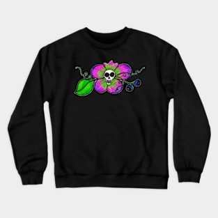 Skull Flower and Blueberries Crewneck Sweatshirt